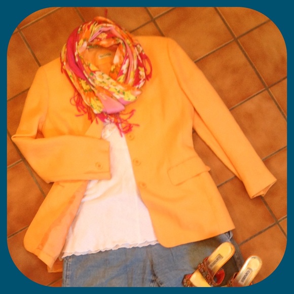 Ann Taylor Jackets & Blazers - 🌟HP!🌟Ann Taylor Tangerine Linen/Rayon Blazer